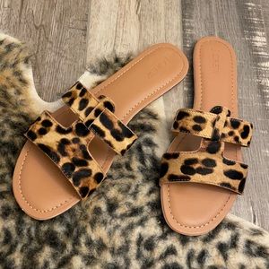J Crew Slide Leopard Sandals
